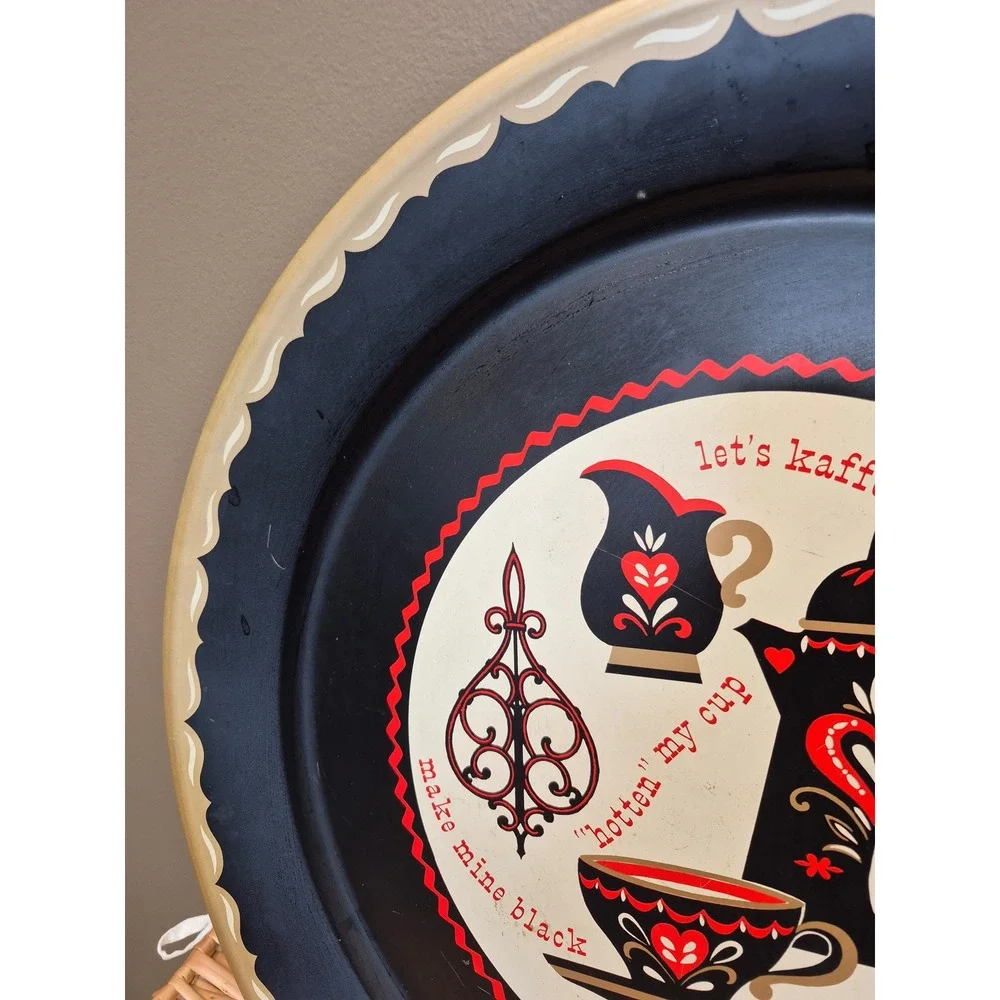 Large Vintage Kaffee Klatch Metal Tray Mid Century Coffee Kitchen Wall Decor mcm